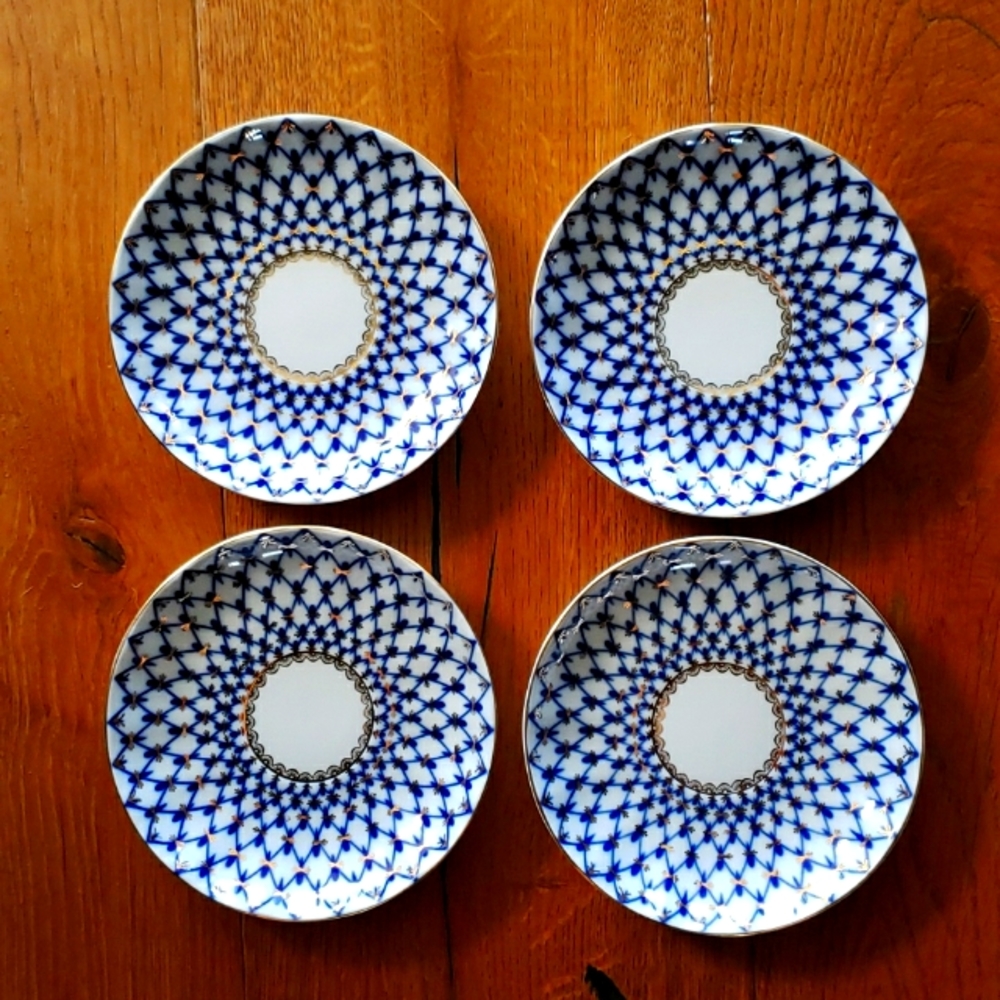4 Russian Lomonosov Imperial  6" tea plates.